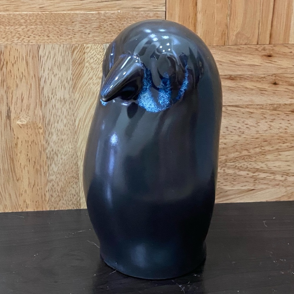 Vintage MCM Blue/Black Ceramic Penguin Figurine